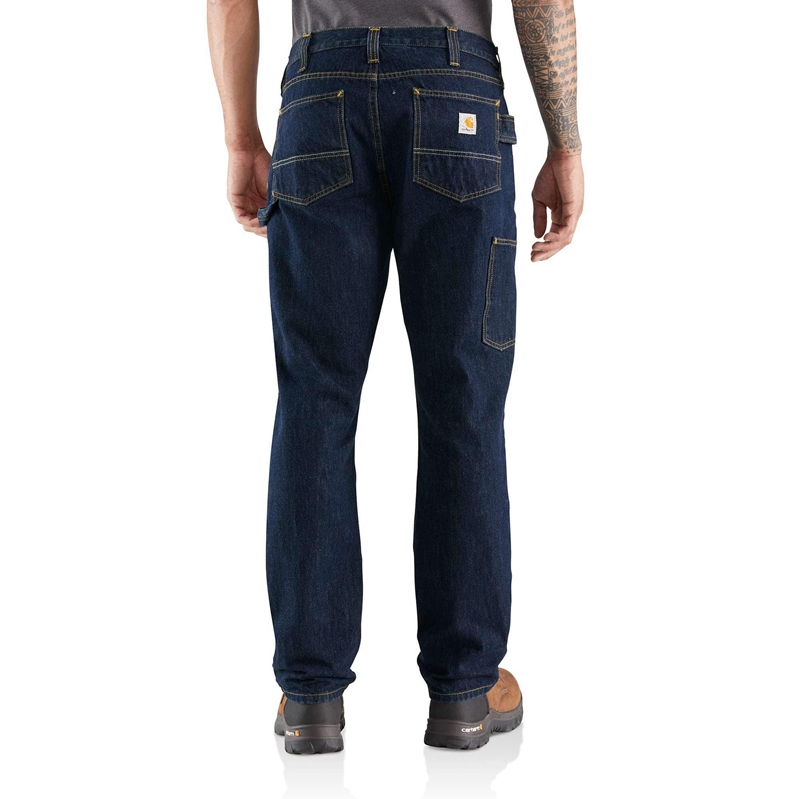 Jeansy Carhartt Rugged Flex® Relaxed Fit 5-Pocket Utility Męskie Ciemny Niebieskie | FLJ-642810