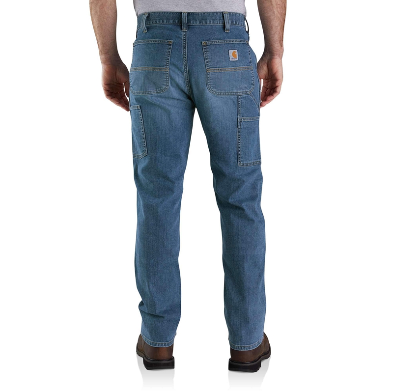 Jeansy Carhartt Rugged Flex® Relaxed Fit Double-Front Utility Męskie Ciemny Niebieskie | DMJ-864159