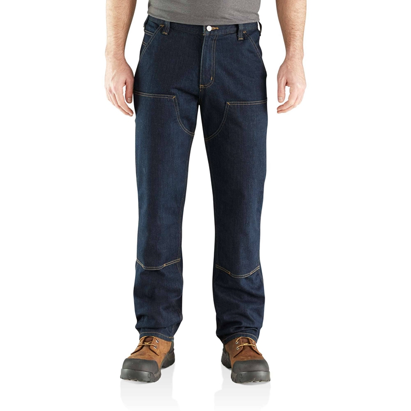 Jeansy Carhartt Rugged Flex® Relaxed Fit Double-Front Utility Męskie Ciemny Niebieskie | DMJ-864159