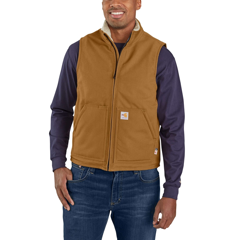 Kamizelka Carhartt Flame-Resistant Duck Sherpa Lined Męskie Brązowe | HVZ-265089