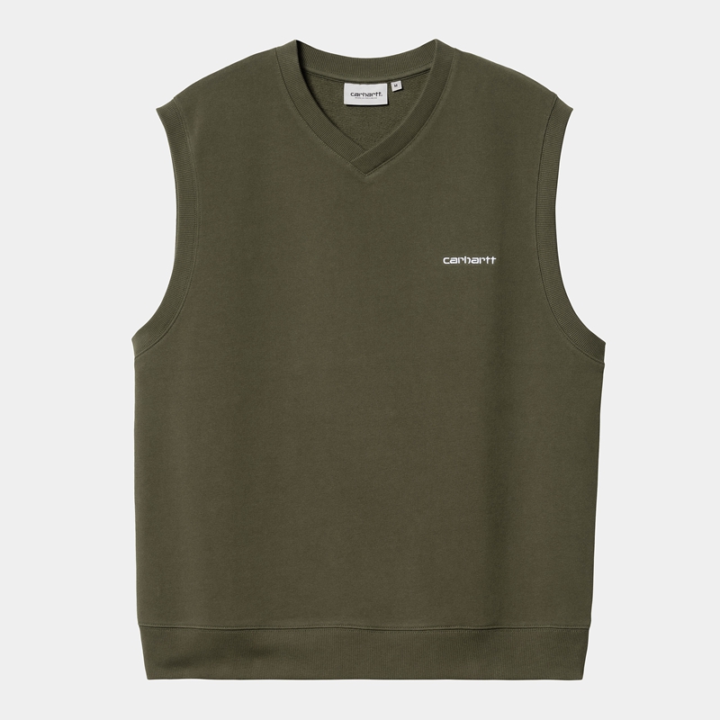 Kamizelka Carhartt Script V-Neck Męskie Zielone | ZDC-132780