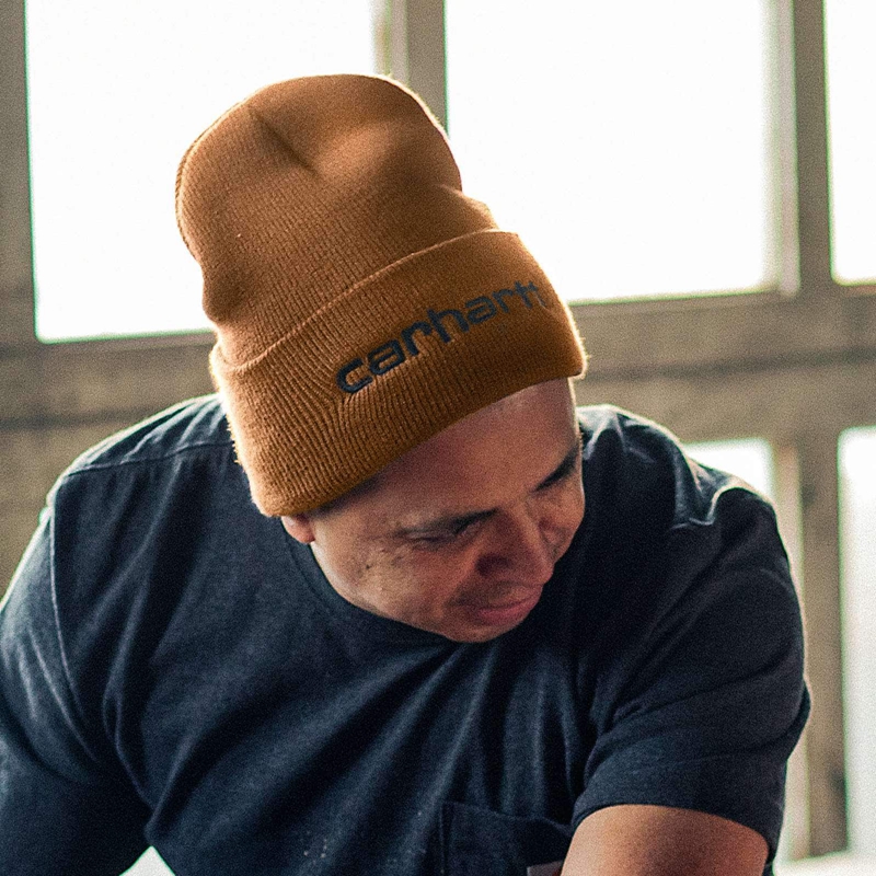 Kapelusz Carhartt Knit Insulated Logo Graphic Cuffed Beanie Męskie Brązowe | GAQ-187325