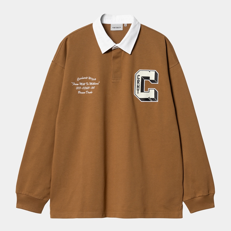 Koszule Carhartt Brown Ducks Rugby Męskie Brązowe | FNA-804236