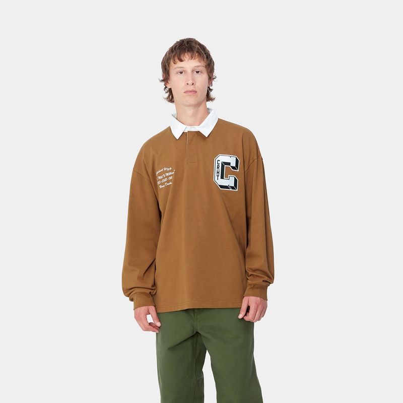 Koszule Carhartt Brown Ducks Rugby Męskie Brązowe | FNA-804236