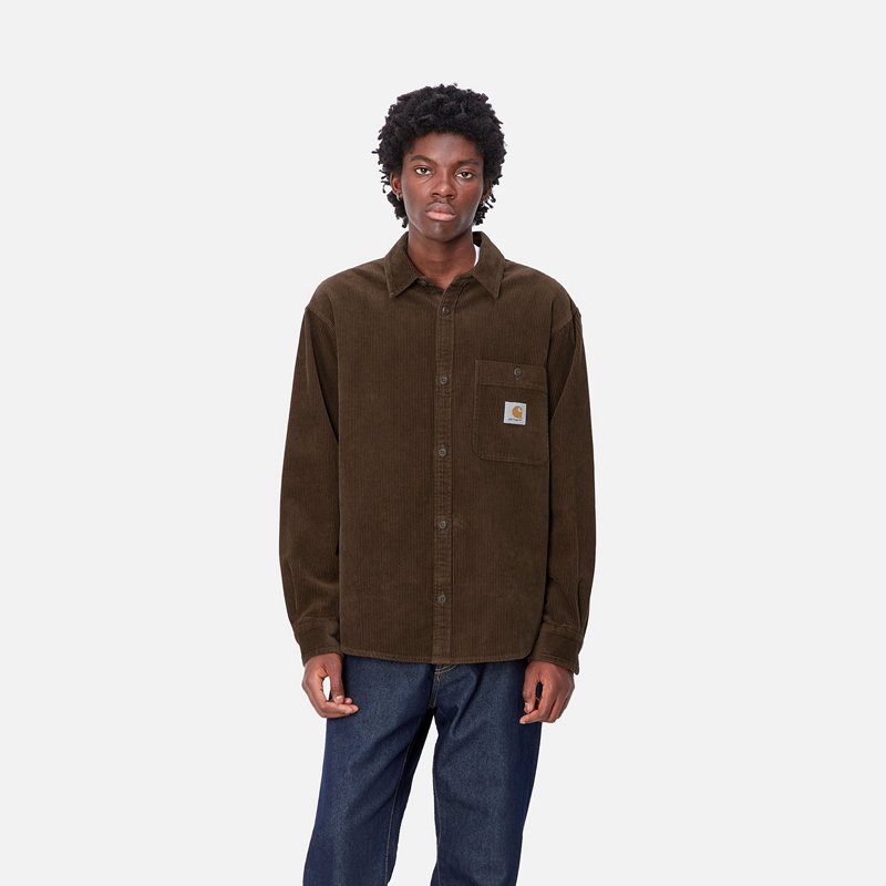 Koszule Carhartt Flint Męskie Czekolada | DMV-268350