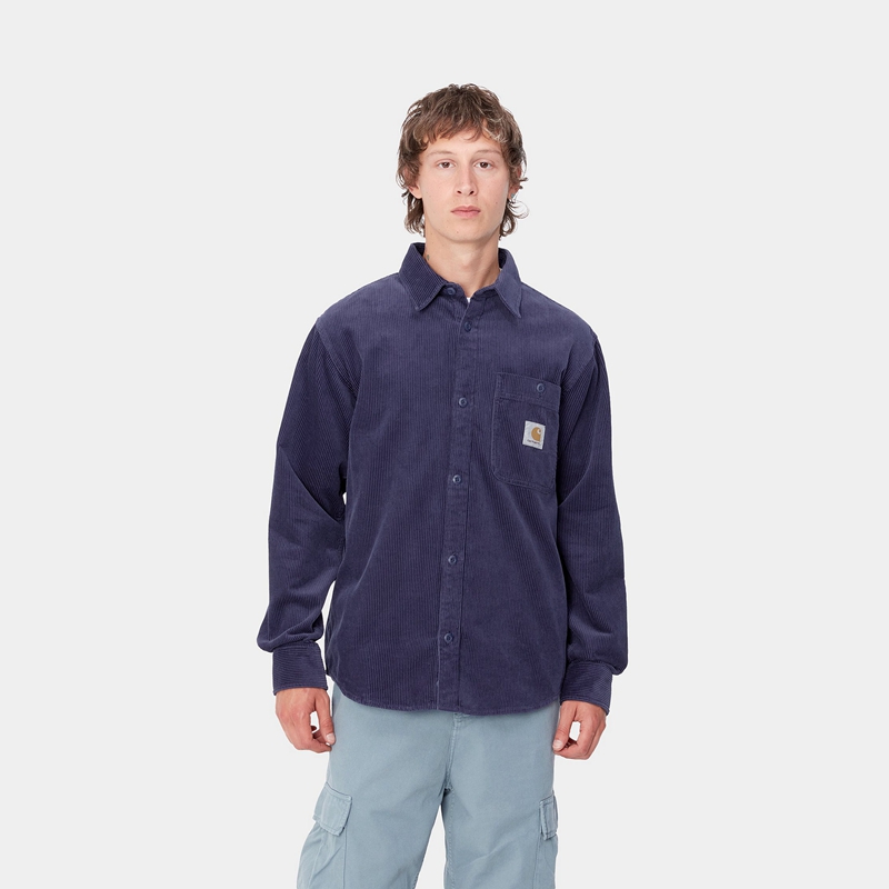 Koszule Carhartt Flint Męskie Granatowe | FZY-215396