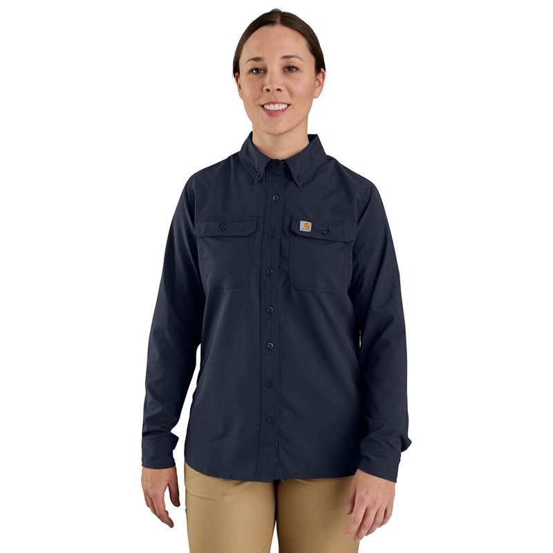 Koszule Carhartt Force® Relaxed Fit Lightweight Long Sleeve Damskie Granatowe | TIG-720154