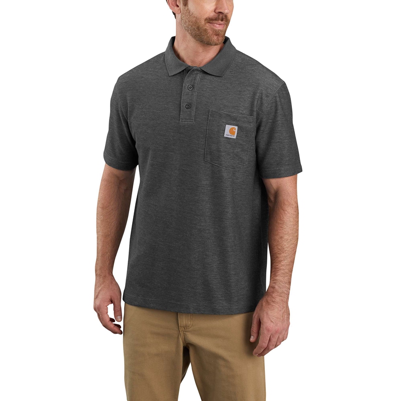 Koszule Carhartt Loose Fit Midweight-Sleeve Pocket Polo Męskie Ciemny Szare | WMI-489712