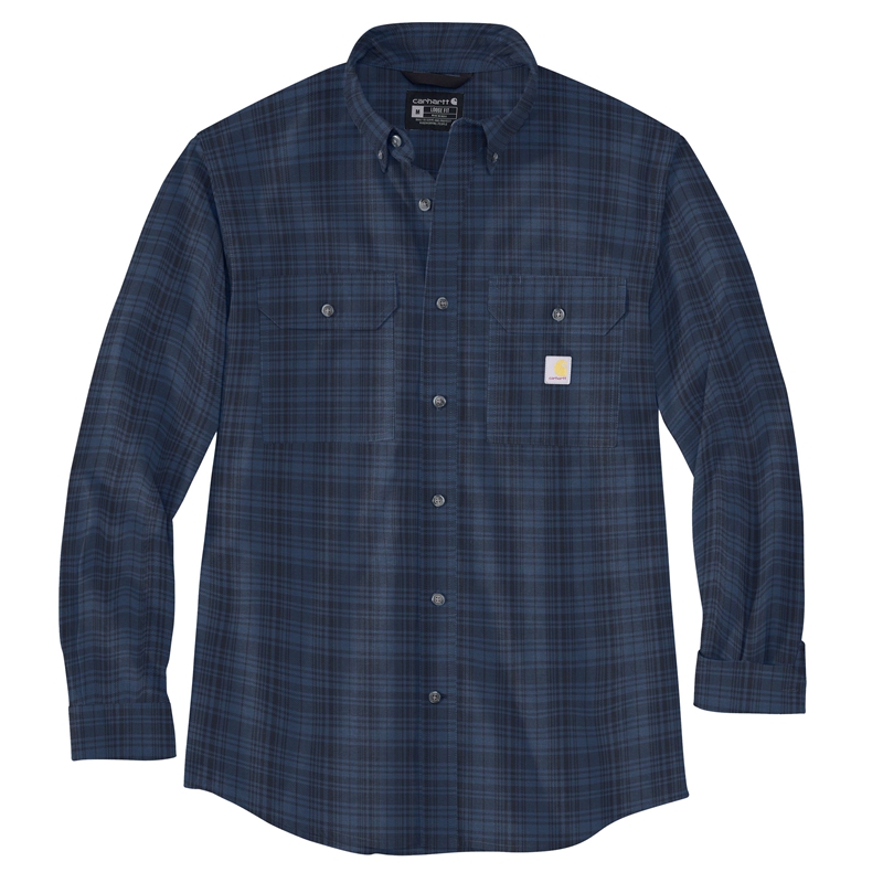 Koszule Carhartt Loose Fit Midweight Chambray Long-Sleeve Plaid Męskie Ciemny Niebieskie | DTX-896713