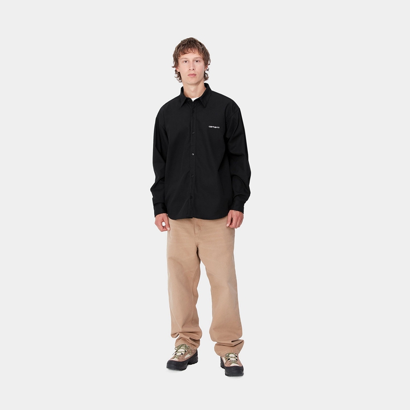 Koszule Carhartt Module Script Męskie Czarne | OPR-975203