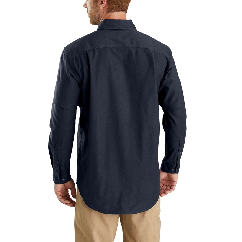 Koszule Carhartt Rugged Flex® Relaxed Fit Midweight Canvas Long-Sleeve Męskie Granatowe | RIV-532048