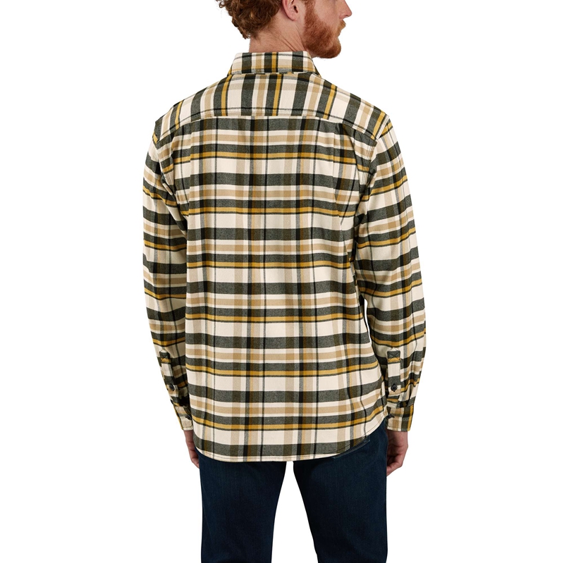 Koszule Carhartt Rugged Flex® Relaxed Fit Midweight Flannel Long-Sleeve Plaid Męskie Żółte | QPZ-946732