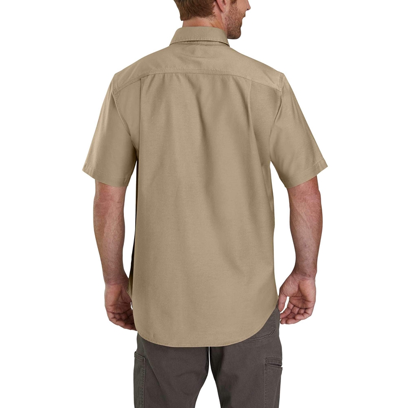 Koszule Carhartt Rugged Flex® Relaxed Fit Midweight Canvas-Sleeve Męskie Ciemny Szare | WFT-430812