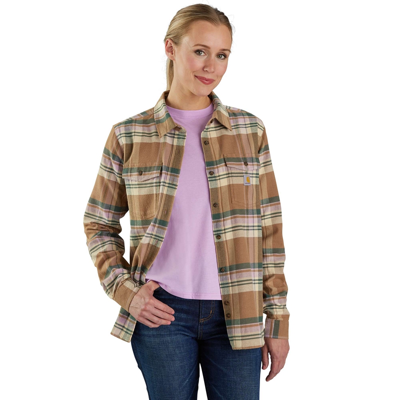 Koszule Carhartt TENCEL™ Fiber Series Relaxed Fit Long-Sleeve Flannel Damskie Miedź Brązowe | PCM-358692