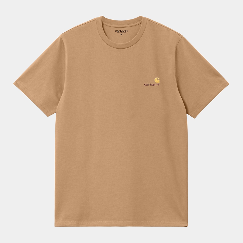 Koszulka Carhartt American Script Męskie Beżowe | EGN-589306