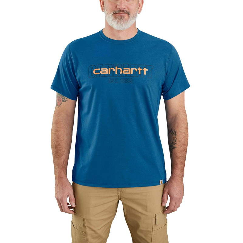 Koszulka Carhartt Force® Relaxed Fit Short-Sleeve Logo Graphic Męskie Niebieskie | PMN-351782