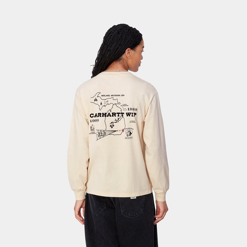 Koszulka Carhartt Home State Damskie Kremowe | WHQ-319568