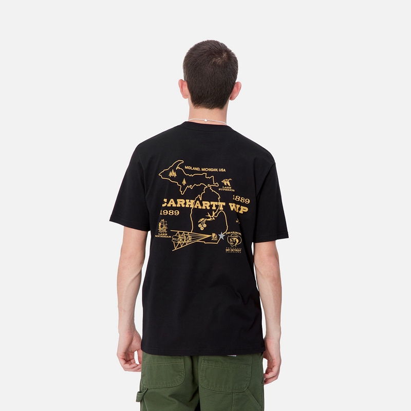 Koszulka Carhartt Home State Męskie Czarne | DCQ-138760