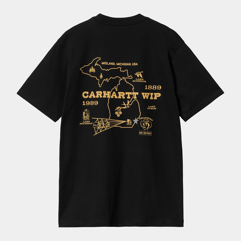 Koszulka Carhartt Home State Męskie Czarne | DCQ-138760