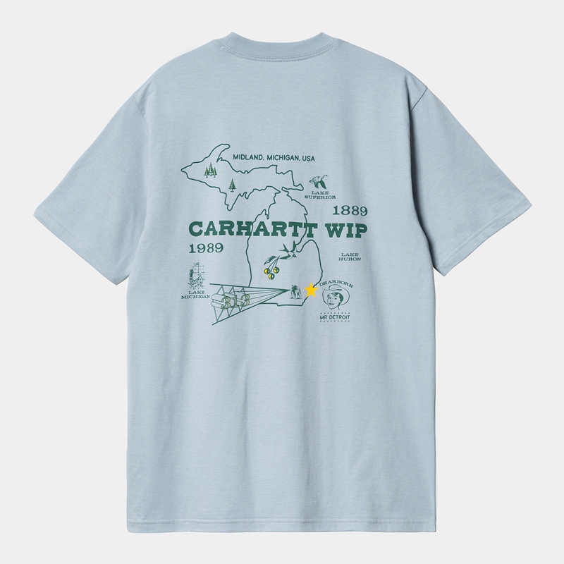 Koszulka Carhartt Home State Męskie Niebieskie | BYC-261340