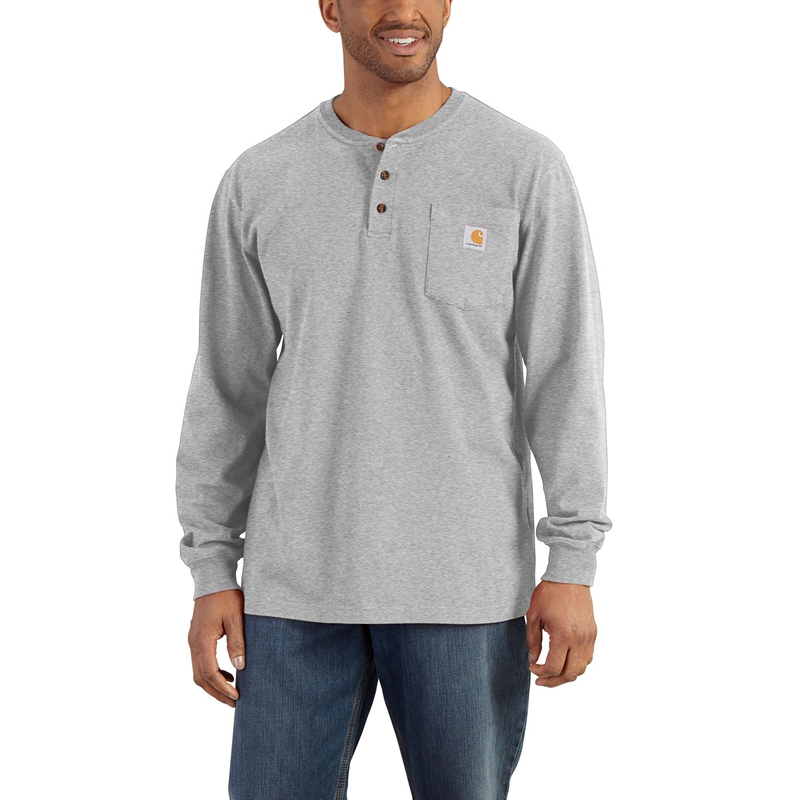 Koszulka Carhartt Loose Fit Heavyweight Long-Sleeve Pocket Henley Męskie Szare | LFV-941678