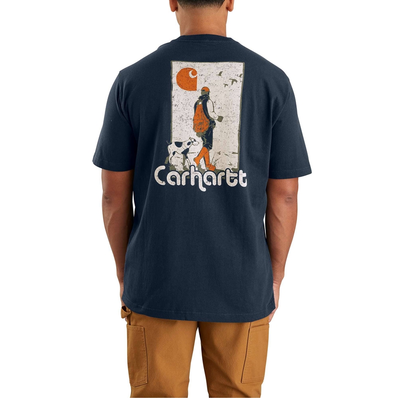 Koszulka Carhartt Loose Fit Heavyweight Short-Sleeve Dog Graphic Męskie Granatowe | HKL-245918