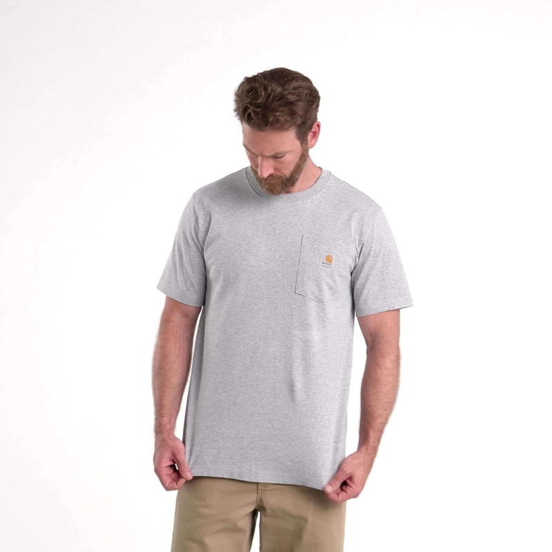 Koszulka Carhartt Relaxed Fit Heavyweight Short-Sleeve Pocket Męskie Brązowe | FIN-723906