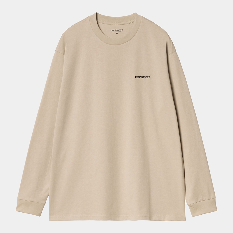 Koszulka Carhartt Script Embroidery Męskie Beżowe | NQO-780256