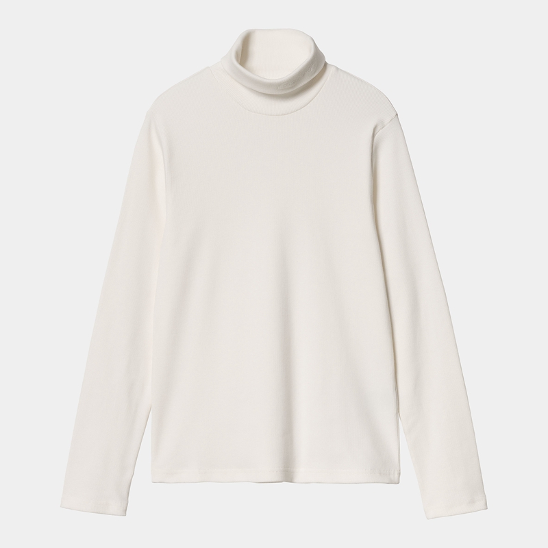 Koszulka Carhartt Signature Mockneck Damskie Białe | EUP-157390