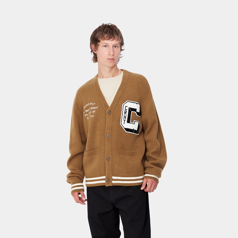 Kurtki Carhartt Brown Ducks Cardigan Męskie Brązowe | VSB-895612