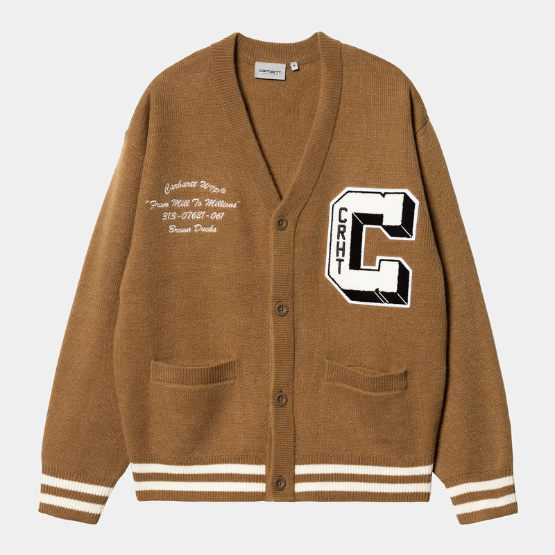 Kurtki Carhartt Brown Ducks Cardigan Męskie Brązowe | VSB-895612