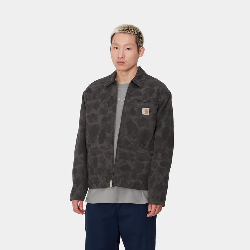 Kurtki Carhartt Duck Detroit Męskie Czarne | UQX-901582