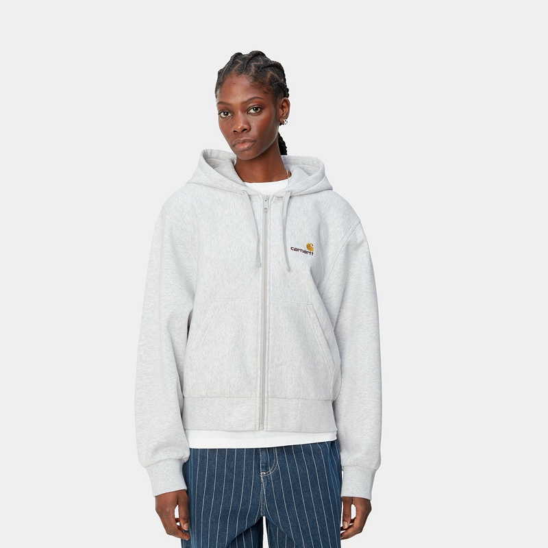 Kurtki Carhartt Hooded American Script Damskie Białe | BVF-407832