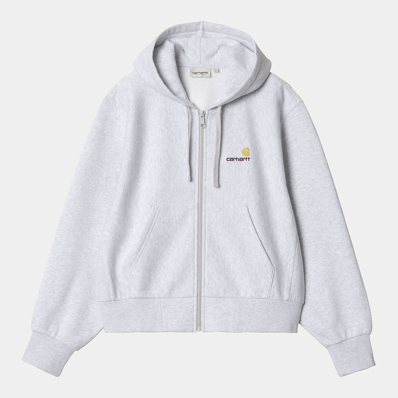 Kurtki Carhartt Hooded American Script Damskie Białe | BVF-407832