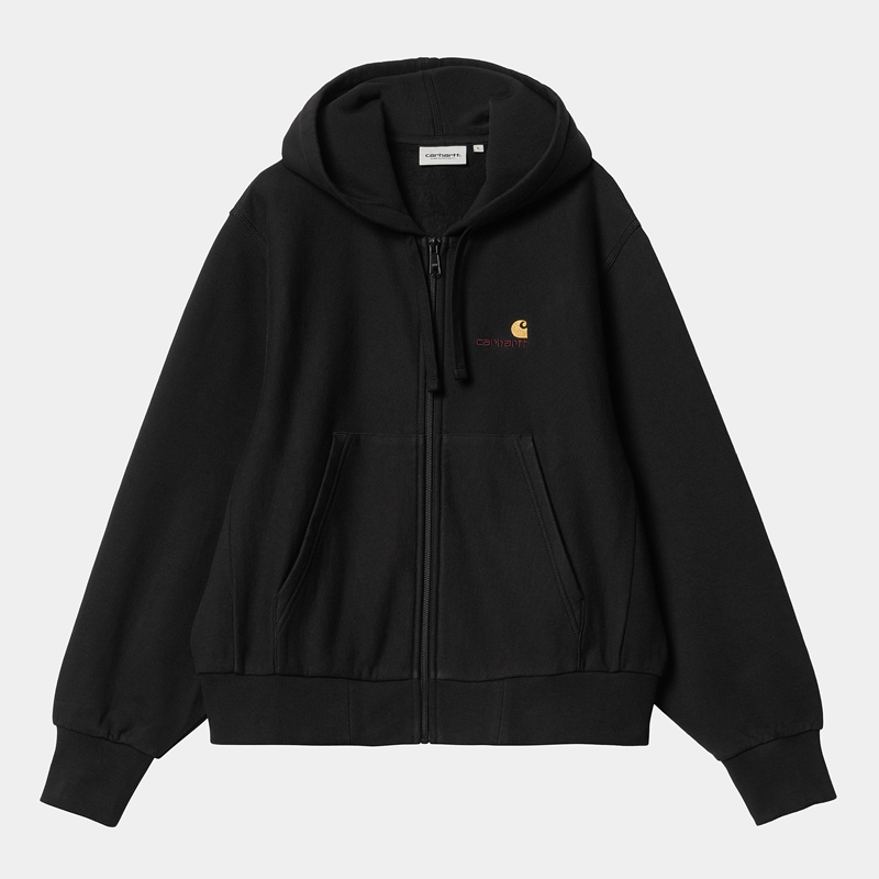 Kurtki Carhartt Hooded American Script Damskie Czarne | VJC-623917