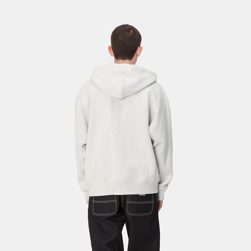 Kurtki Carhartt Hooded American Script Męskie Szare | HLS-721694