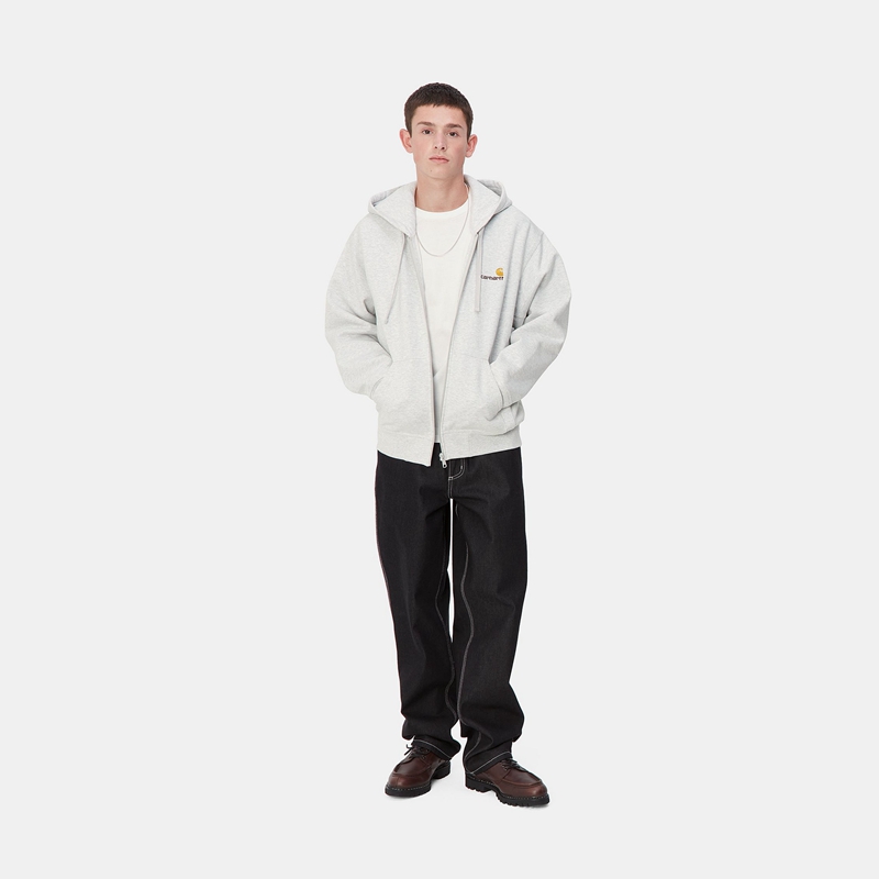 Kurtki Carhartt Hooded American Script Męskie Szare | HLS-721694