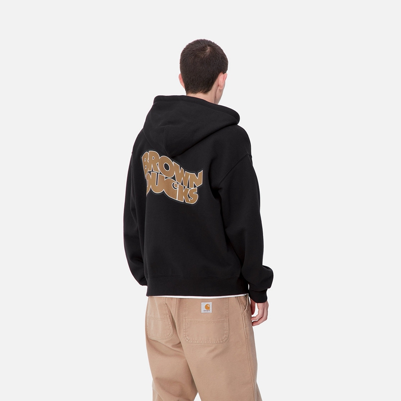 Kurtki Carhartt Hooded Brown Ducks Męskie Czarne | LAY-809235