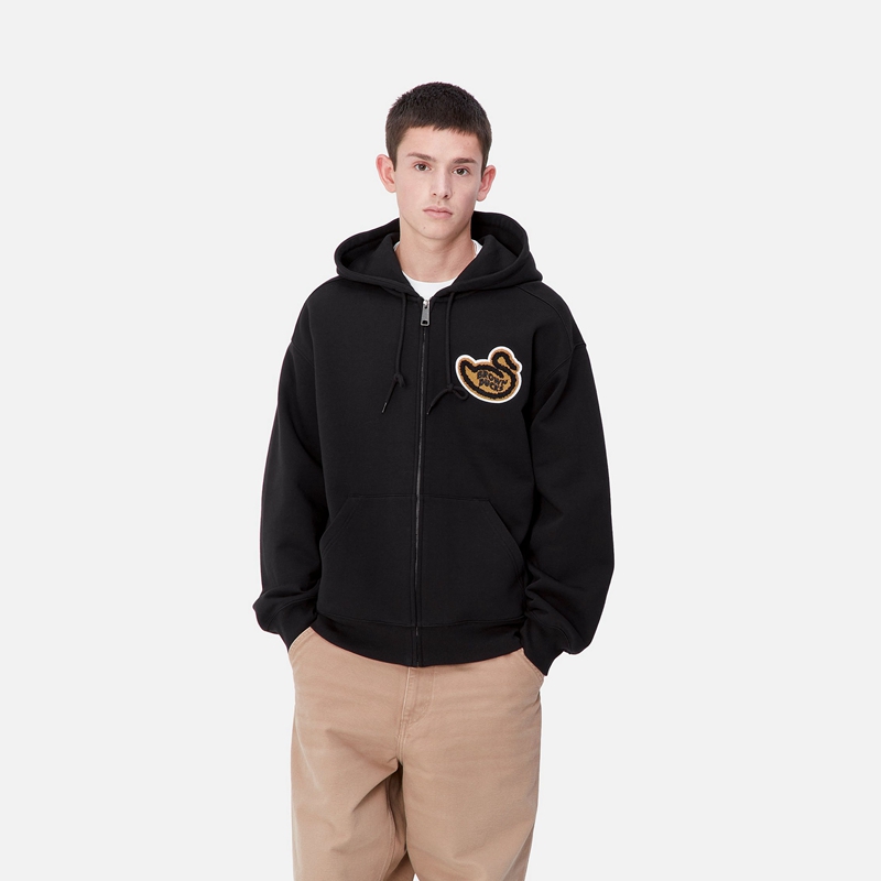 Kurtki Carhartt Hooded Brown Ducks Męskie Czarne | LAY-809235