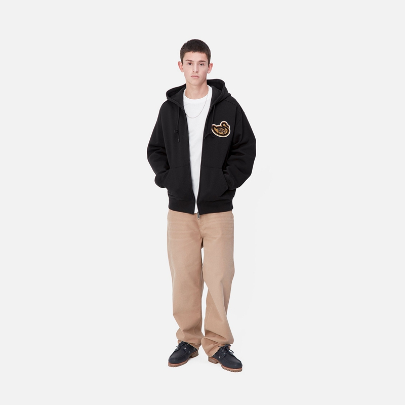 Kurtki Carhartt Hooded Brown Ducks Męskie Czarne | LAY-809235