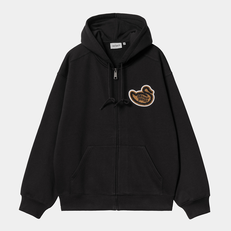 Kurtki Carhartt Hooded Brown Ducks Męskie Czarne | LAY-809235