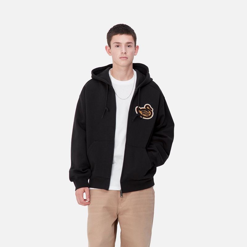 Kurtki Carhartt Hooded Brown Ducks Męskie Czarne | LAY-809235