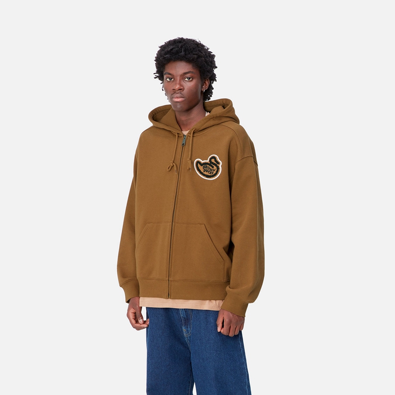 Kurtki Carhartt Hooded Brown Ducks Męskie Brązowe | INS-791263