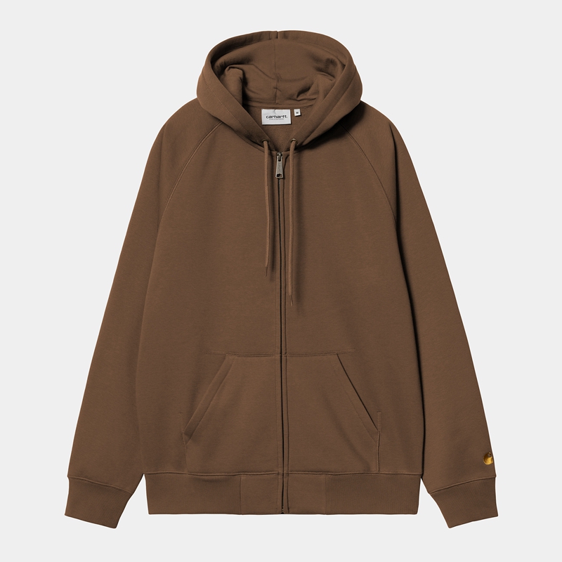 Kurtki Carhartt Hooded Chase Męskie Brązowe | VGQ-589630