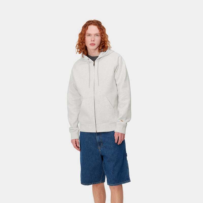 Kurtki Carhartt Hooded Chase Męskie Szare | VDI-028743