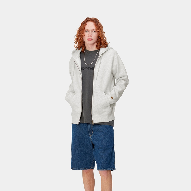 Kurtki Carhartt Hooded Chase Męskie Szare | VDI-028743