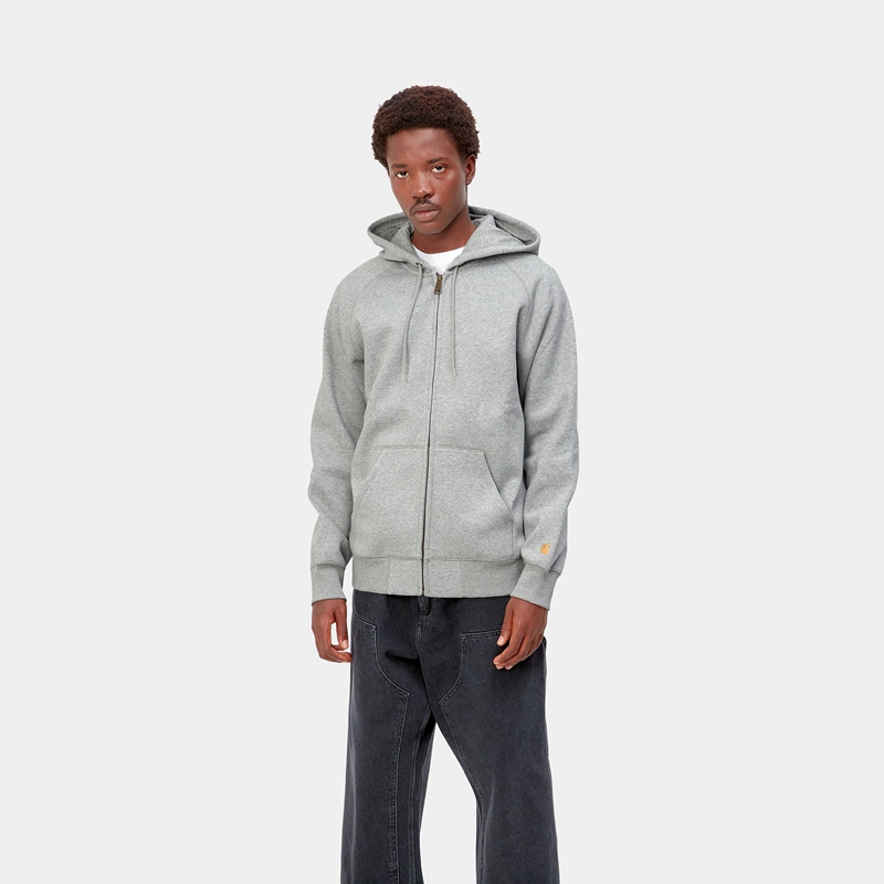 Kurtki Carhartt Hooded Chase Męskie Szare | WIM-783504