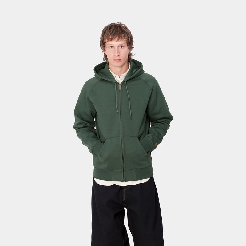 Kurtki Carhartt Hooded Chase Męskie Zielone | LAQ-049371