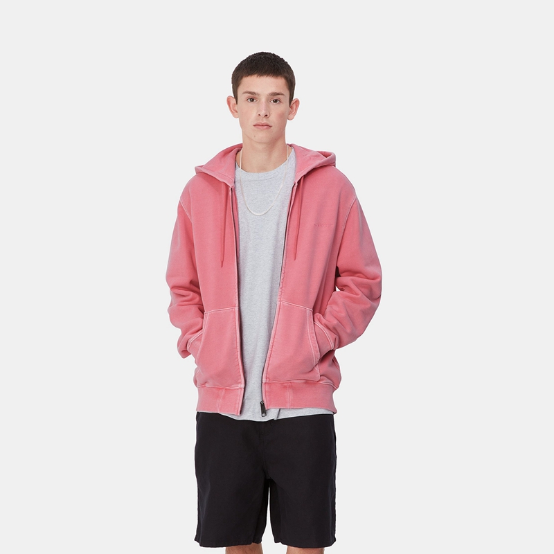 Kurtki Carhartt Hooded Duster Script Męskie Różowe | LHS-249638