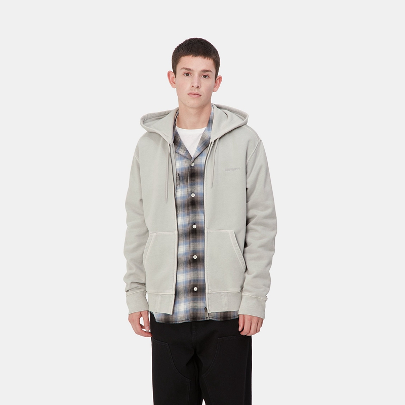 Kurtki Carhartt Hooded Duster Script Męskie Szare | YHP-487396